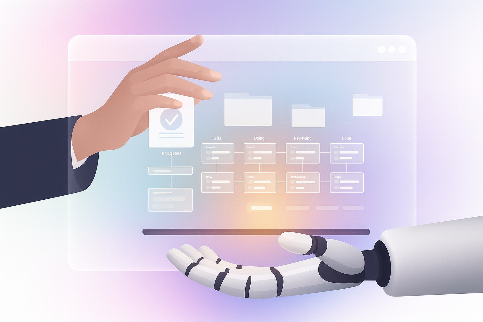 Team collaborating with AI tools